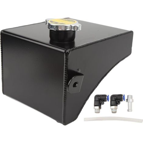 Cooling Water Expansion Tank Kit, Rust Resistant Aluminum Radiator Coolant Recovery Tank for S13 Models, (Black). (1/5)