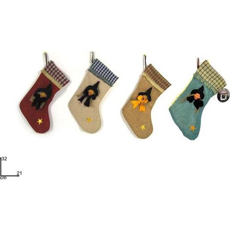 CALZA DELLA BEFANA 4 COLORI 8X21X32 CM PREZZO CADUNO