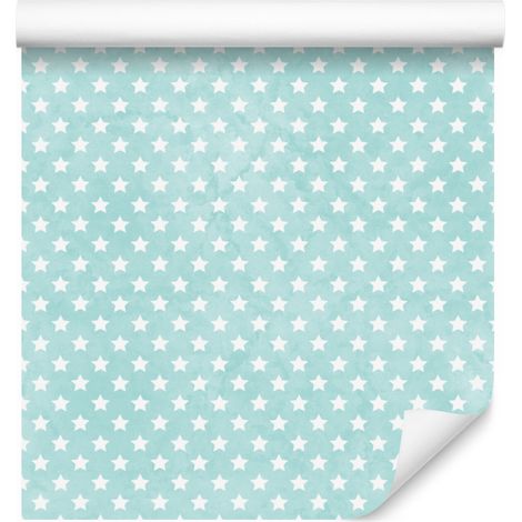 Papel pintado Estrellas verde celadón y blanco para salón y dormitorio 50x1000 cm (1/5)