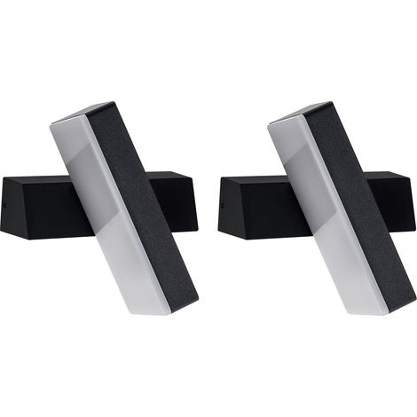 Set di 2 Lampade LED da Parete per Esterni in Alluminio Nero Stile Moderno Teilan (1/5)