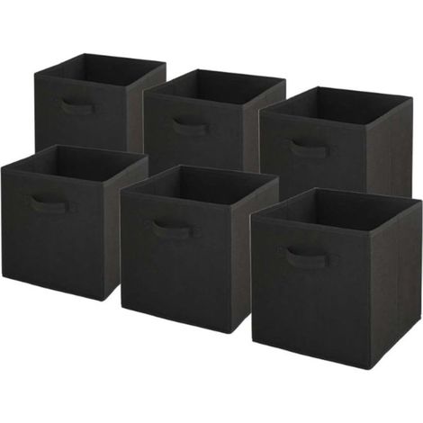 Lot de 6 Cube Rangement, Pliable, Poignée, Tissu, Jouet, Vêtement, Noir (1/5)