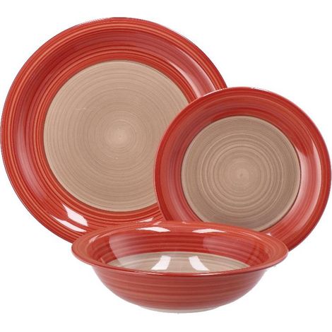 Servizio di Piatti da Tavola in Ceramica Cloe Rosa 18 Pezzi (1/3)