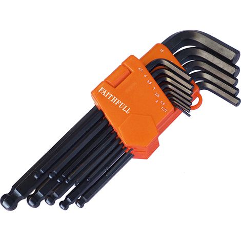 Faithfull 13-Piece Ball End Long Arm Hexagon Key Set (Metric 1.3-10mm) (1/2)