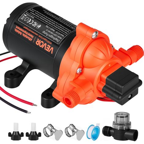 Pompe à Eau à Membrane Auto-amorçante 12 V CC 15,1 L/min Pression 2,7 bar 3 Chambres, avec Pressostat, Pompe à Eau pour Camping-car, Lavage de Voitures, Bateaux, Irrigation Agricole, Jardin (1/5)