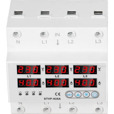 Dreiphasiges 40-A-Spannungsschutzrelais, Digitalanzeige, einstellbar von 1–40 A, automatische Wiederherstellung, Spannungs-/Stromüberwachung für 220–380 V Wechselstrom (1/5)
