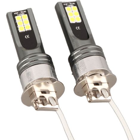 Paar 2525 12LED LED-Lampen für Autoscheinwerfer, H3, 12V‑24V, weißes Licht 6500K‑7500K, von DEBUNS