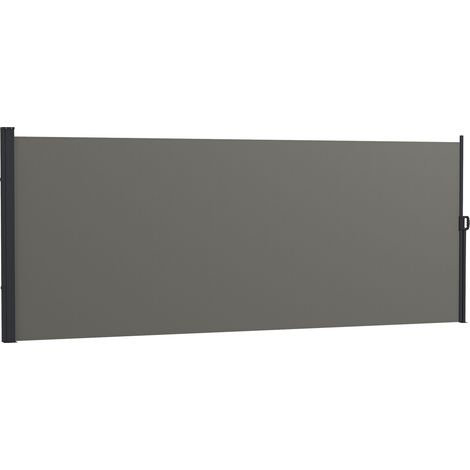 Ausziehbare Seitenmarkise, 4 m breit x 1,60 m hoch, Aluminium, hochdichtes, UV-beständiges Polyestergewebe (180 g/m²), dunkelgrau