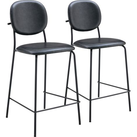 2er Set Barhockern aus schwarzem Kunstleder EDMOND