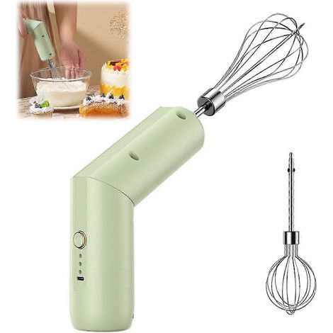 Mixeur plongeant sans fil, design en acier inoxydable, 3 vitesses, multifonction avec fouet, mousseur à lait et mini robot culinaire, pour smoothies, soupes et sauces. (1/5)