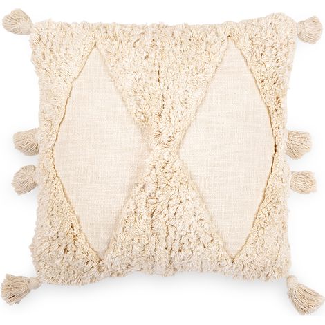 Cuscino in stile boho Bali - Copertura e riempimento inclusi -  Leano Bianco
