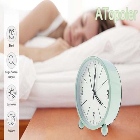 Orologio in metallo, orologio da comodino silenzioso e creativo per studenti, orologio da scrivania di tendenza per soggiorno e camera da letto, verde