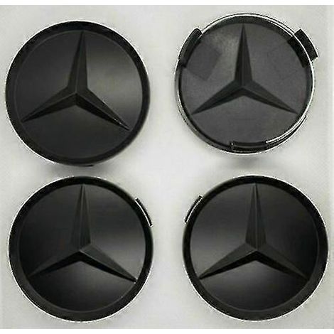 Mercedes Radnabenkappen aus Leichtmetall, mattschwarz, 75 mm, 4er-Set