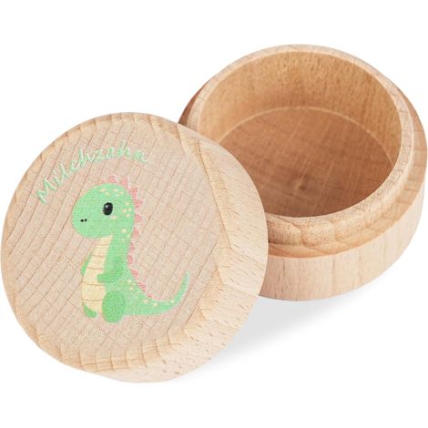 Boîte à Dents De Lait En Bois,Boite a Dents de Lait Fille Organisateur De Rangement Pour Les Dents De L’Enfant,Boîtes à Dents Pour Enfants,Précieusement ces Petits Souvenirs (Dinosaure) (1/5)