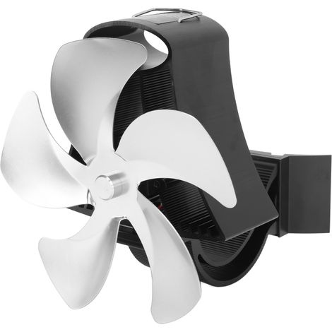 Ventilateur mural à 5 pales pour cheminée, en alliage d'aluminium, magnétique et silencieux, alimenté par la chaleur, pour poêles à gaz, couleur argent. (1/5)