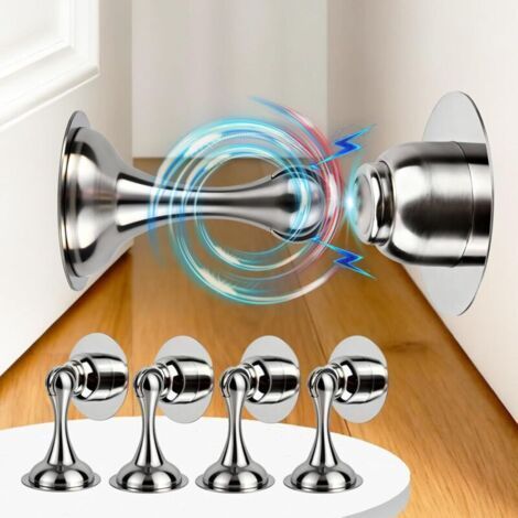 4 Pcs Magnetic Door Stops, Stainless Door Stop with Self-Adhesive Latch, Concealed Screws, for All Hard Floors (1/5)