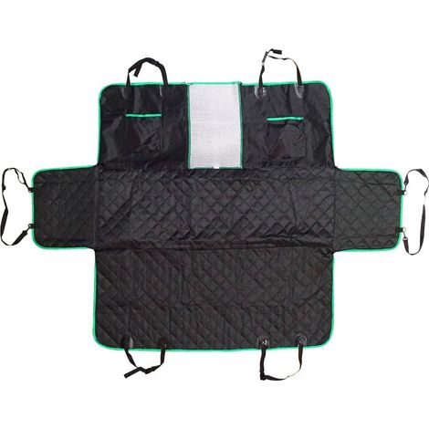 Housse de protection banquette voiture pour chien – Antidérapante et imperméable – Installation facile avec 6 attaches – Dimensions 204x130cm – Animomalins