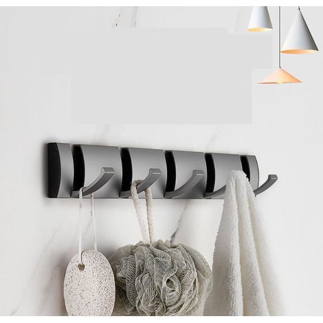 Porte-manteau mural pliable à 5 crochets, gain de place, porte-serviettes, crochet en forme de pistolet, idéal pour la salle de bain, la chambre ou l'entrée, pour chapeaux, écharpes, parapluies et clé