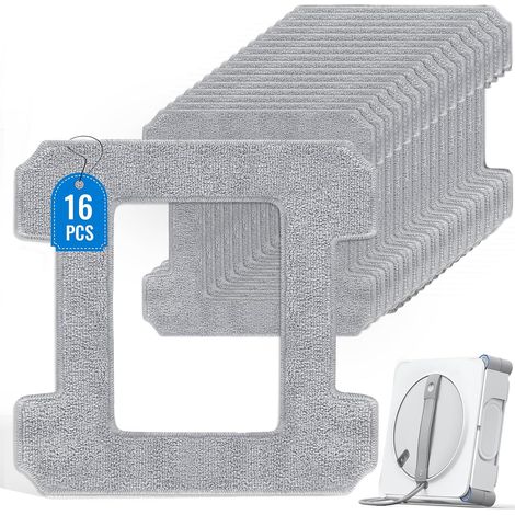 16 Pièces Tampons de Chiffon Nettoyage Compatible avec Ecovacs Winbot W2S/W2S Omni,Microfibre Lavable Robot Laveur de Vitre Rechange Chiffon,Élimine Efficacement Les Taches Sur le Verre (1/5)