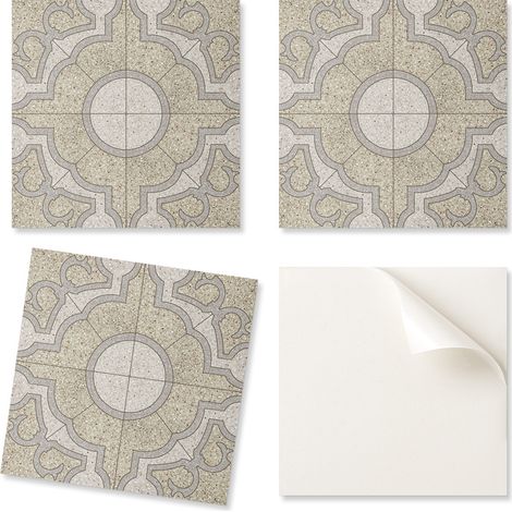 Baldosas de vinilo autoadhesivas - Mosaico decorativo para paredes de oficina con motivos ornamentales 9x30x30 cm