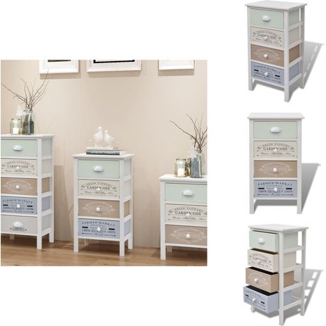 Armoire de rangement en style français 4 tiroirs Bois - Meuble De Rangement - Armoire Vintage - Commode - Meuble Rustique - Décoration Champêtre (1/5)