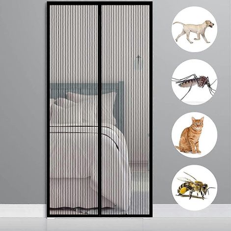Porte moustiquaire magnétique 120 x 250 cm (47 x 98 pouces) enroulable (1/4)