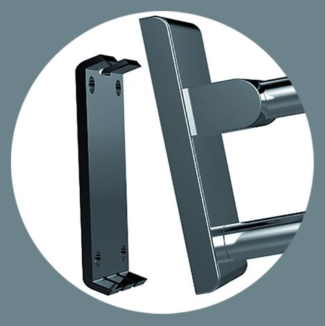 Normbau Inox Care Stützklappgriff vario links, L gleich 850, mit