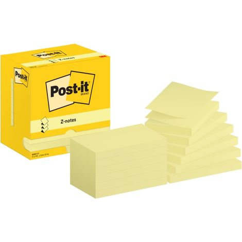 PACK 12 BLOCS 100 HOJAS Z-NOTES 76X127MM CANARY YELLOW CAJA CARTÓN R350 CY POST-IT 7100290186