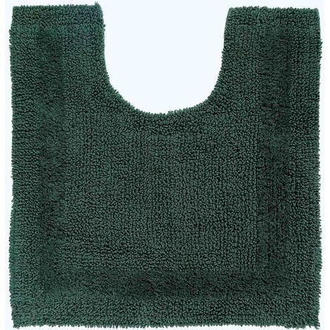 HOMESCAPES Luxury Reversible Cotton Pedestal Mat - Forest Green