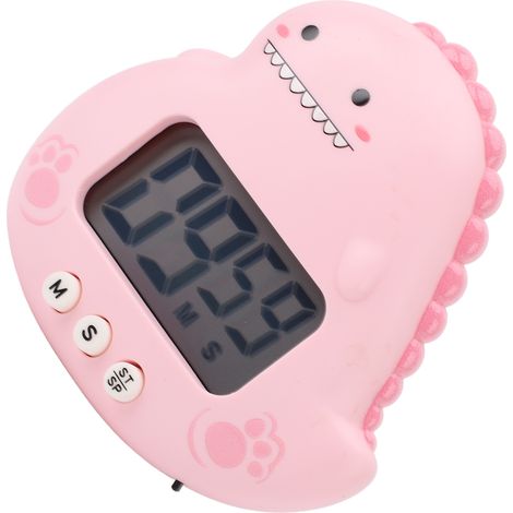 Minuteur pour enfants dinosaure mignon, grand écran LCD, alarme sonore, minuteur de cuisine numérique magnétique à compte à rebours pour la classe, la maison, les études et la cuisine. Roseate (1/5)