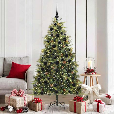vidaXL Sapin de Noël artificiel avec branches pliables et cônes 180 cm (1/5)