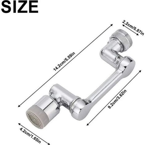 Rallonge Robinet - Cuivre Électroplaqué - Rotation 1080° 3 Articulations - 2 Modes Eau Mousse/Douche - Anti-éclaboussures - Compatible Ø20/22/24 mm - Lot de 2 (1/4)