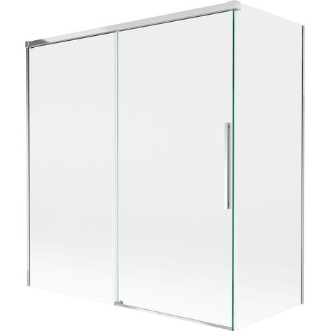 Mexen Rox Duschabtrennung Badewanne 2-flügelig verschiebbar 150 + 70 x 150 cm, transparent, Chrom - 8C9-150-070-01-00