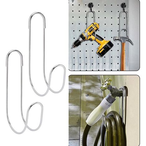 Accroche 2 Crochets pour Tuyau d'Arrosage en Stainless Steel 304, Support Fort 20kg pour Faucets et Cables (1/5)