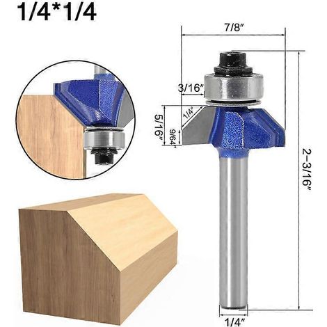 Scie à onglets à queue de 6 mm (1/4") à 45°, outil de fraisage pour le travail du bois, alliage de carbure