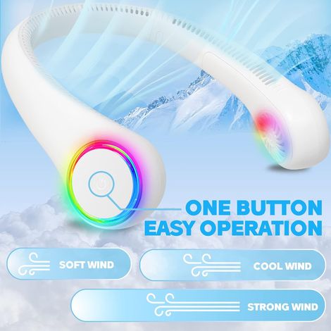 Ventilador de Cuello Portátil, 4000 mAh, 3 Velocidades y Silencioso – Ideal para Deporte, Oficina y Exteriores (1/4)