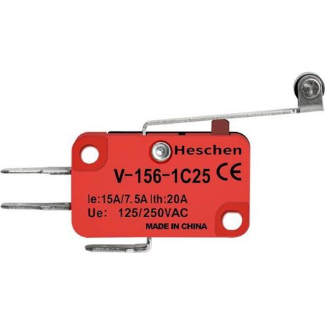 Microrupteur - Levier À Rouleau Long - 20 A 250 VAC - SPDT 1NO 1NC - Barrette 4 8 mm - Pack De 2 (1/4)