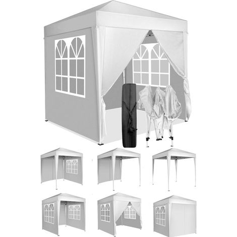 Faltpavillon 2x2m Pop-Up wasserdicht UV-Schutz 50+ mit 4 Seitenteilen weiß (1/5)