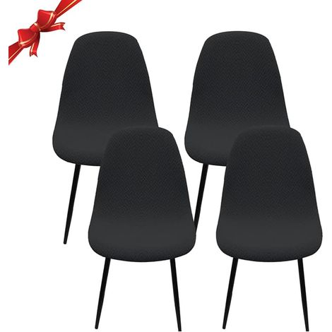 Scandinavian Chair Cover Set Scandinavian Stretch Dining Chair Covers Jacquard Diagonal Elastic Chair Cover Universal for Home Decoration Black (1/5)