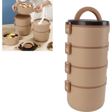Isolierte Lunchbox aus Edelstahl 304 für Schüler, mit Deckel, tragbar für Büroangestellte, großes Fassungsvermögen, vier Fächer (1/5)