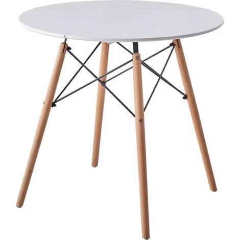 Orion91official ®   - round table (ø80 x75cm) white 4 legs round beech wood, nordic style, bar, restaurant, hospitality, dining room, living room, kitchen, teleworking, office - spaziorion91 (1/5)