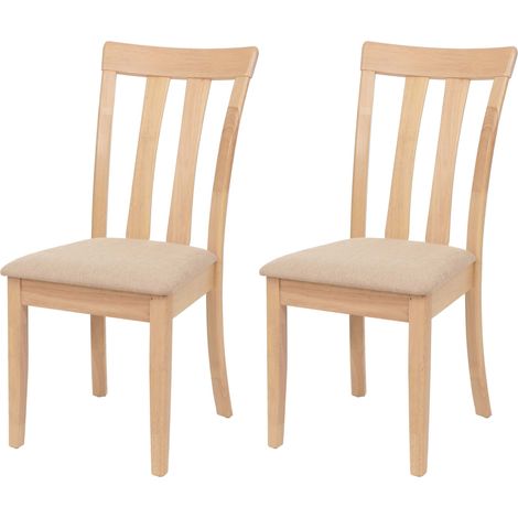 Lot de 2 chaises de salle à manger HWC-G46, chaise de cuisine, tissu/textile, bois massif- structure couleur naturelle, (1/3)