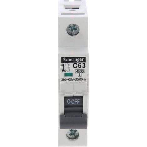 Leistungsschalter 1P C 63A 4,5kA AC Schelinger A02-G7-1P-C63