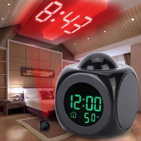 Horloge électronique LCD multifonction Réveil à projection numérique avec affichage de la température linge horloge-Ywey (1/5)