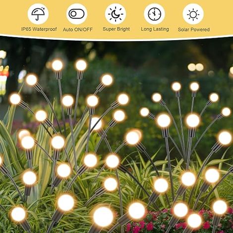 Lampe Solaire Extérieur Jardin Décoration, LED Lucioles Lumière Solaire Extérieur Étanche,Lampe Lights,Éclairage Solaire Décoration, Trottoir, Cour, Terrasse, Exterieur (1/3)