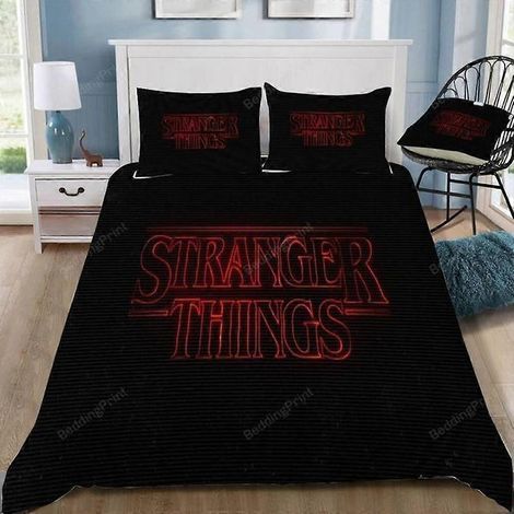 v1123 Stranger Things Logo Bettwäsche-Set, 3-teiliges Set (1 Bettbezug + 2 Kissenbezüge) y[NX] (1/4)