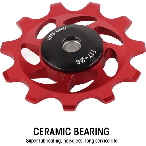 Galet de dérailleur arrière 11T pour VTT, pièce de rechange pour vélo (rouge) (1/5)