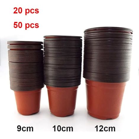 (9 cm - 50 pièces) Pot de fleurs en plastique, bac de culture résistant aux chutes, pour plantes de jardin, pépinière, pot de rempotage E2