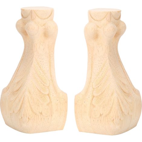 Lot de 2 pieds de meubles sculptés en bois, de rechange pour table basse, chaise, armoire ou canapé décoratifs (1/5)