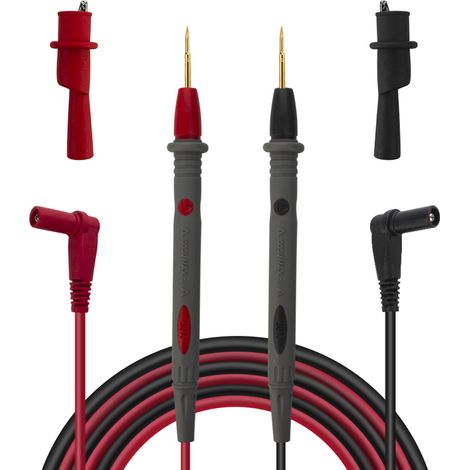 Fils de test électronique sondes de mesure câbles multimètre avec pinces crocodiles pointes plaquées or ultra pointues lignes de test silicone PT1008 20A 1000 V (1/3)