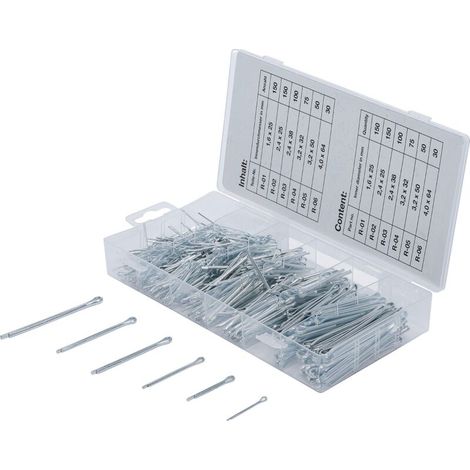 Goupille Fendue - 555 Pièces - Diamètres 1,6 à 4,0 mm - Longueurs 25 à 64 mm - Pour Atelier et Industrie (1/3)